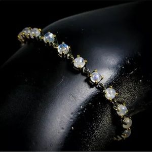 Artisan Natural moonstone 925 silver bracelet